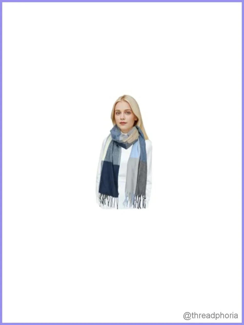 Women's Plaid Tassel Scarf Shawl Wrap Cashmere Feel Lightweight Warm Winter